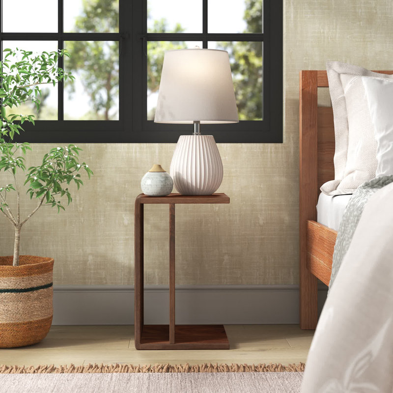 Kegan Solid Wood End Table, Natural Walnut