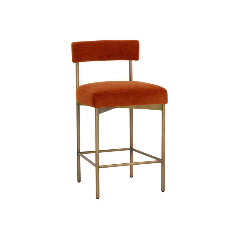 Tabouret de comptoir Seneca - laiton antique - rouille Danny, Orange