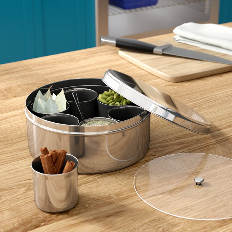 Freestanding Stainless Steel Spice Jar & Rack Set