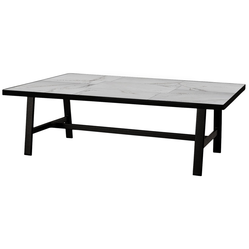 Marin Outdoor Rectangle Coffee Table, Carbon Black, Pallazo White