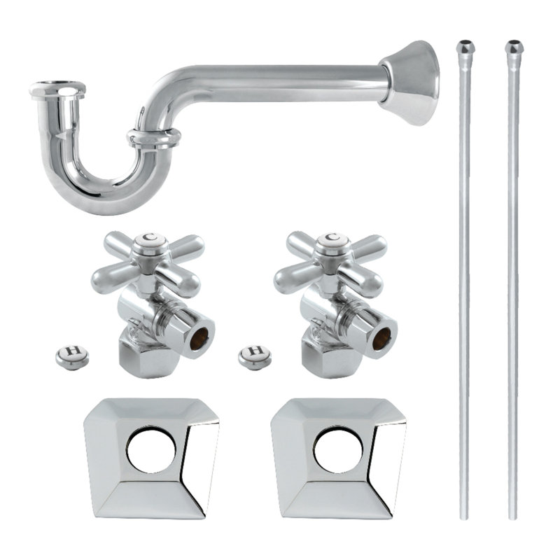 Kingston Brass Trapeze Modern Plumbing Sink Trim Kit With P-Trap, Polished Chrome