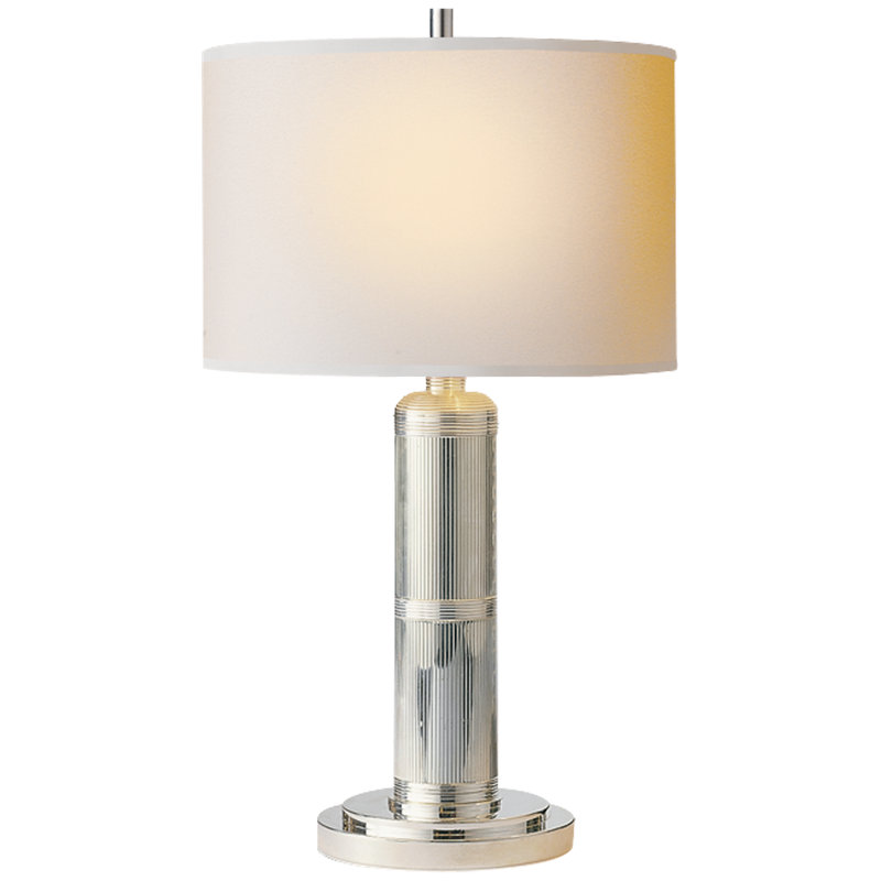 Thomas O'Brien Longacre Small Table Lamp, Polished Nickel, Fabric