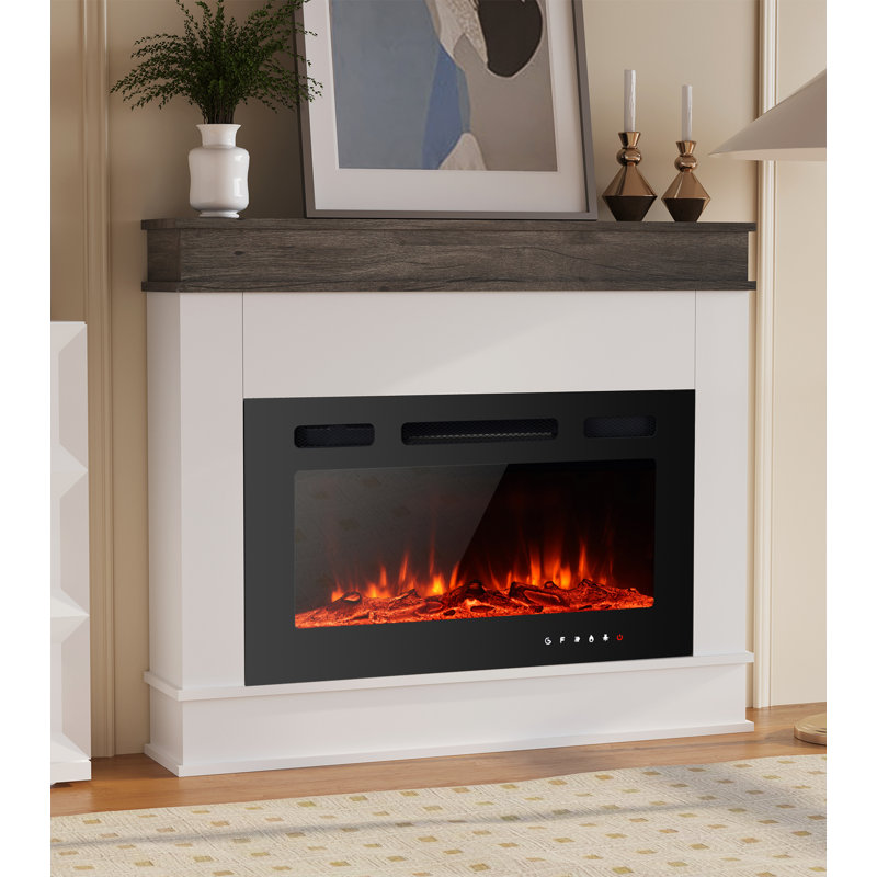Aeliana Belfry Heating Electric Fire, 83.5cm H x 123.5cm W x 19.5cm D, White
