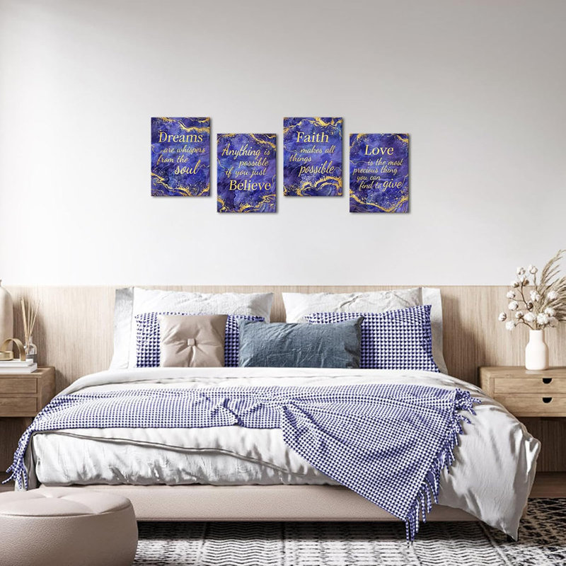 4 Piece Wrapped Canvas Print, Purple