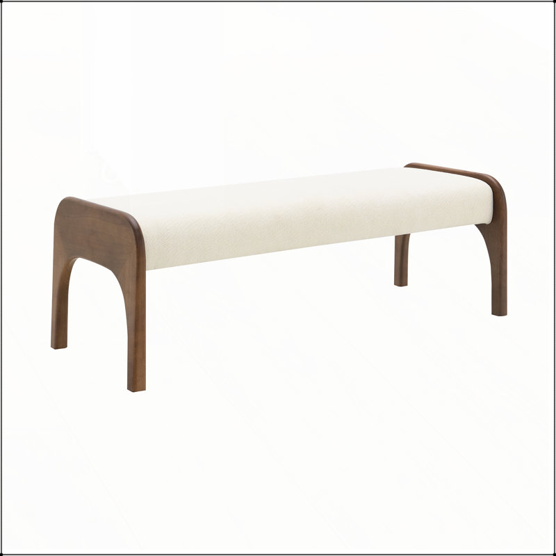 Banc long rembourré en chenille de 50,25 pouces avec pieds en bois massif, parfait pour les repas et les vestibules modernes