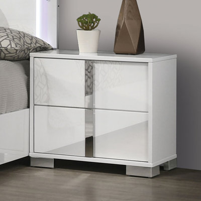 Table de chevet blanche à 2 tiroirs Modern