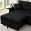 Lit 3 en 1 avec tissu noir. Conception coulissante pour plus de commodité. Inclinable et coussins. Poches. Facile à assembler. Lit convertible enchanteur Living Room, noir. Espace de couchage. Confort. Oreillers-1734962617