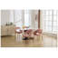 Chaise de salle à manger rose en tissu Teddy avec dossier ergonomique incurvé et pieds en métal doré-756714441