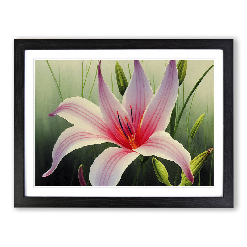 Epic Lily Flower - Framed Print, Black, 46cm H x 64cm W x 2cm D