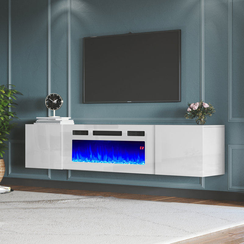 Meuble télé Bhhatu Highgloss, 68", Entièrement blanche