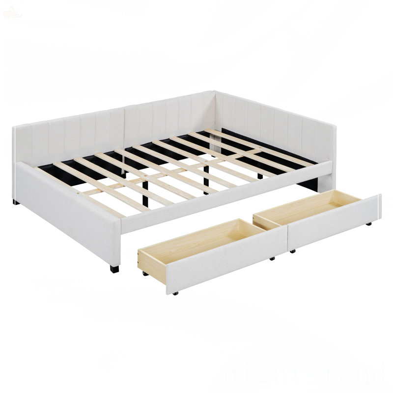 Full Size Upholstered Daybed, Beige