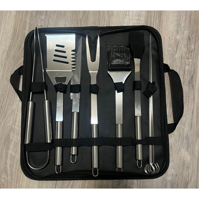 11-Piece Stainless Steel BBQ Grill Tool Set with Carry Bag – Heavy Duty, Heat Resistant, Dishwasher Safe for Outdoor Camping, Barbecue & Grilling