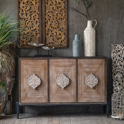 Black Solid Wood Sideboard