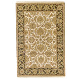 Hand Knotted Wool Area Rug in Ivory And Black