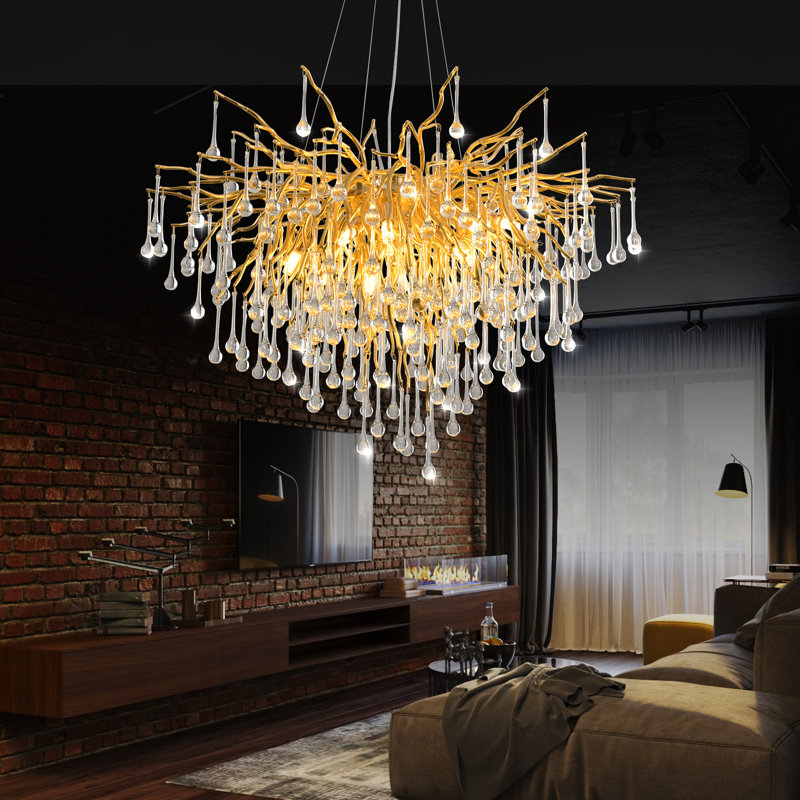 Akari Tree Branch Teardrop Chandelier Lighting, D24"