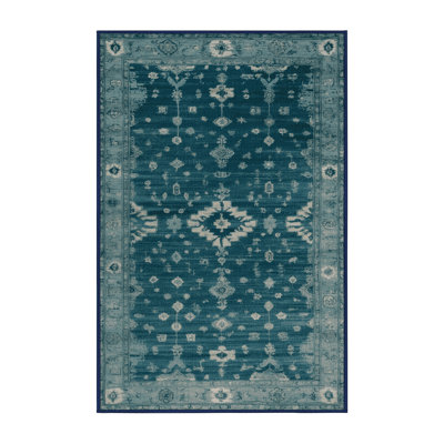 Machine Washable Overdyed Blue Area Rug