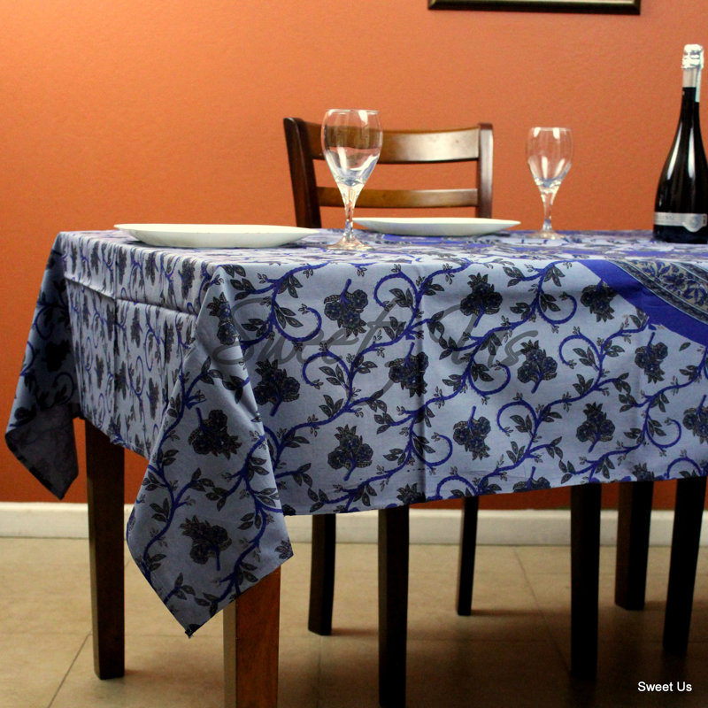 Nappe en coton Floral, Bleu
