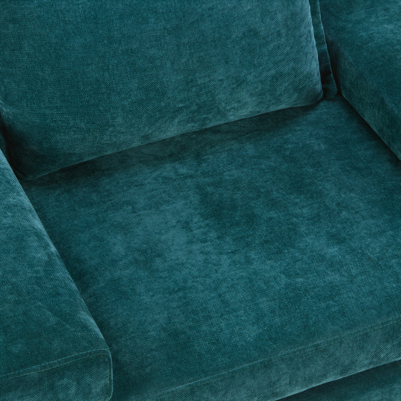 Arden Mid-Century Modern Chenille Upholstered Armchair With Wide Armrests And Oversized Cushions, Green