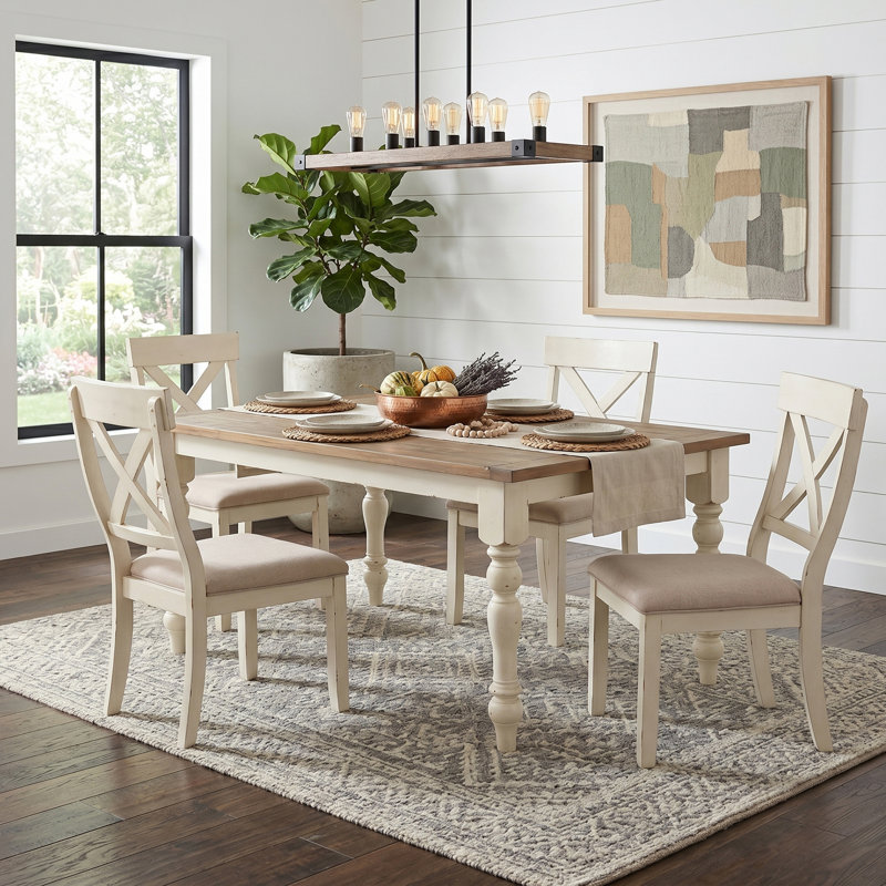 Cierra Four Leg Dining Set, 5 Pieces: 1 Table, 4 Chairs, White