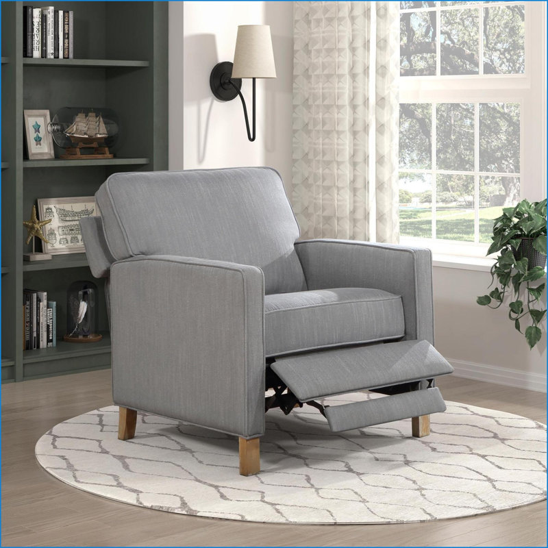 Fauteuil inclinable inclinable traditionnel Recliners, tissu gris ardoise | Structure en bois massif | 1 pièce