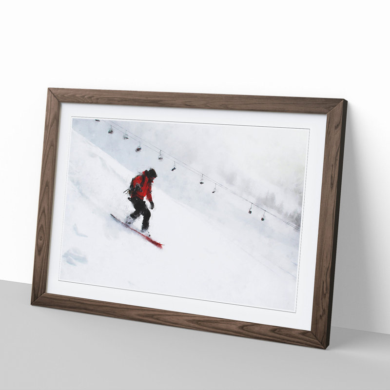 Snowboarding - Picture Frame Graphic Art, Walnut Framed, 27cm H x 36cm W x 2cm D