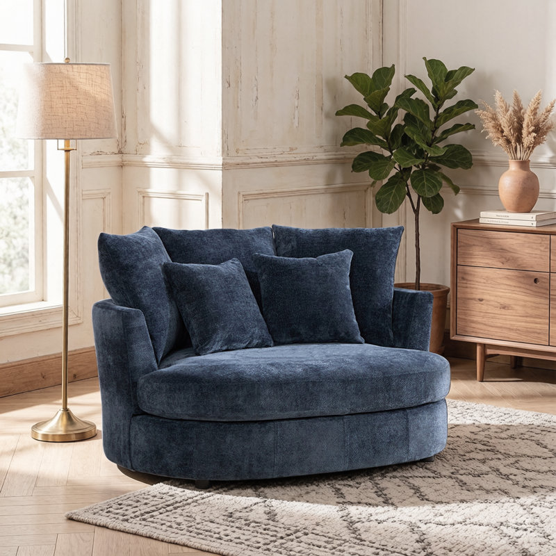 Fauteuil demi-tonneau avec coussin 54,5 po, Navy
