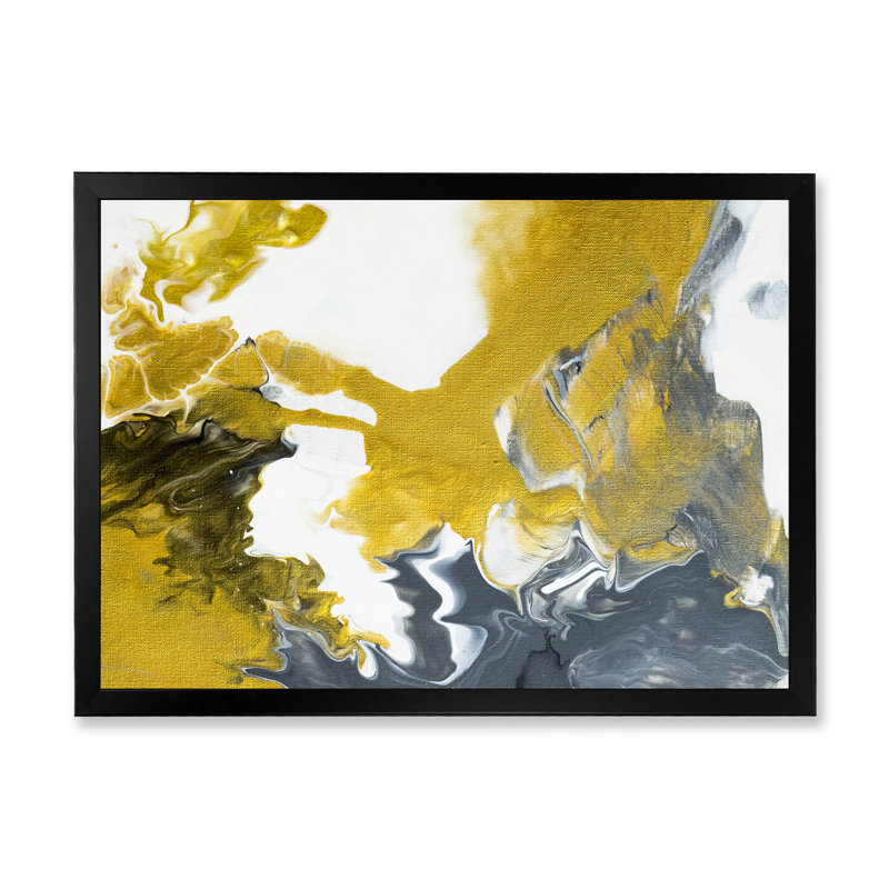 Vert et gris univers de marbre - peinture sur toile, H 12 po x l 20 po, Cadre d'angle fermé noir