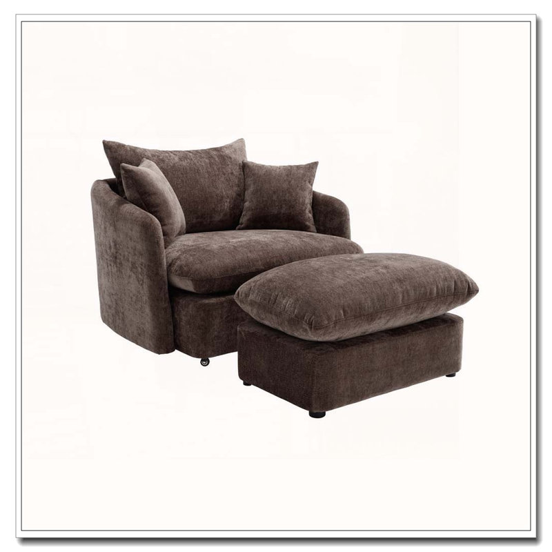 Coussin de fauteuil pivotant sur 360 ° avec 3 coussins, Brun, 1