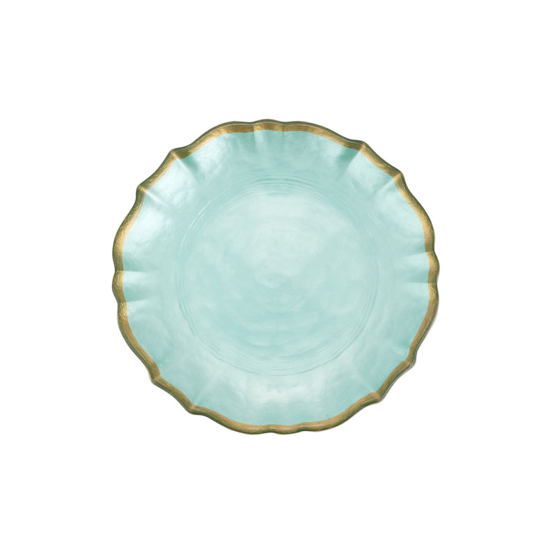 Assiette à cocktail en verre baroque, Turquoise