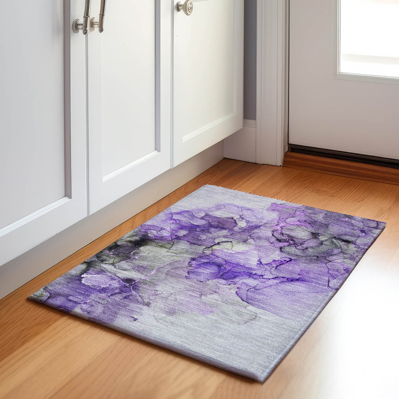 Cerrito Premium Machine Washable Cerrito AMF520 Purple Rug, Rectangle 1'8" x 2'6"