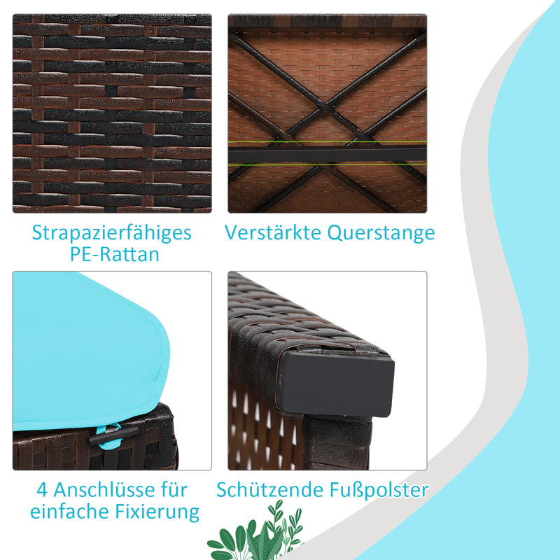 Paine Wicker Outdoor Ottoman, Blue