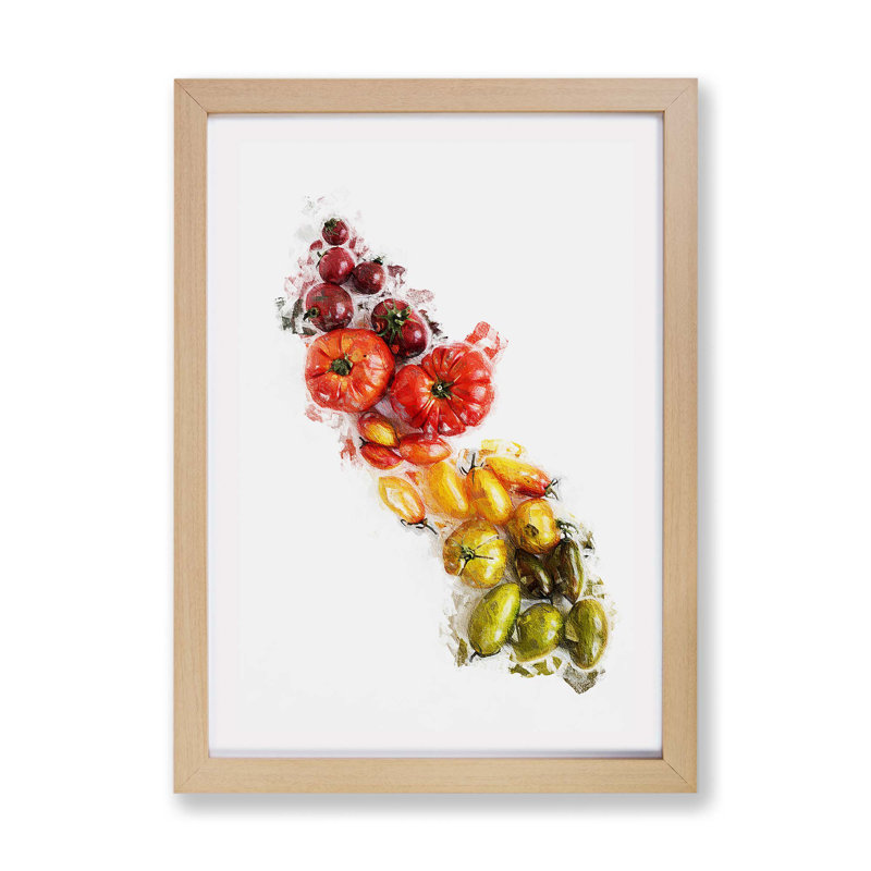 Vegetable Rainbow - Framed Print, 24cm H x 33cm W x 2cm D, Oak