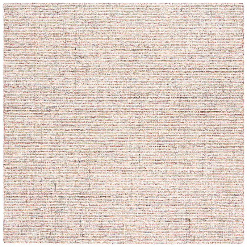 Tapis rouge en laine / coton touffeté à la main Myranda, Carré 6 pi