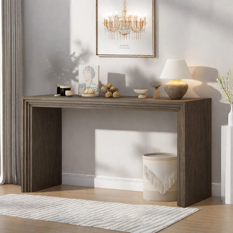 Console de style moderne avec un design rayé unique, Naturel