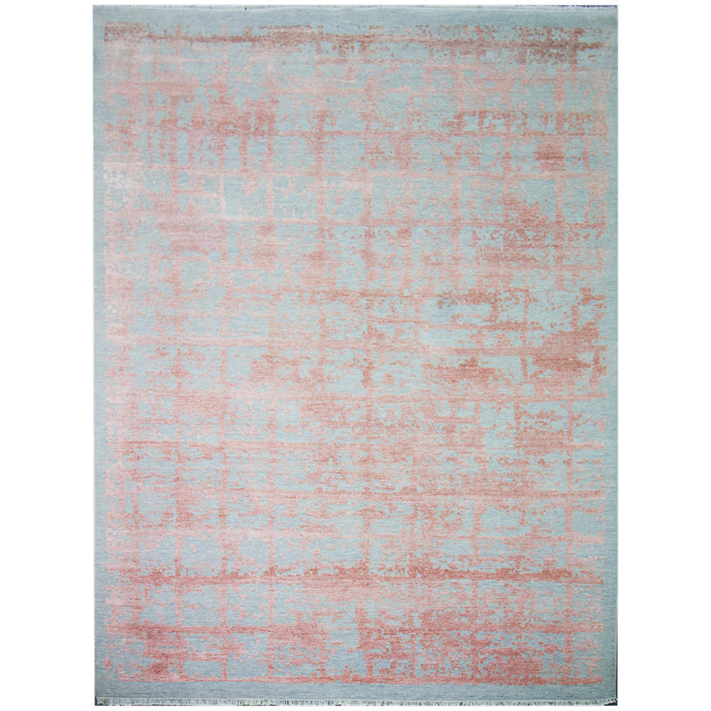 Abstract Area Rug in Silver, Rectangle 9' x 12'