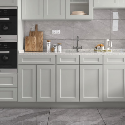 Base de meuble-lavabo Shaker en contreplaqué de 36 po x 24 po x 34,5 po - espace spacieux de 36 po de largeur x 24 po de profondeur, tablette réglable de 34,5 po de hauteur, fonctionnement silencieux