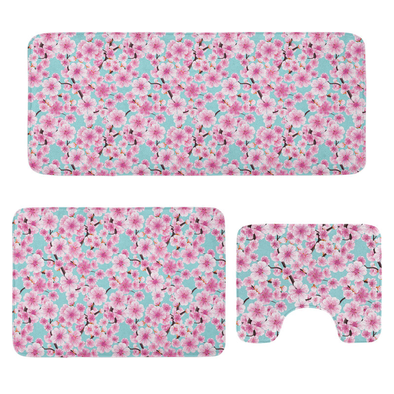  Ensemble de tapis de salle de bain 3 pièces Cherry Blossom