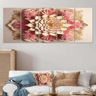 Badgley - Lotus, art mural sur toile 5 pièces