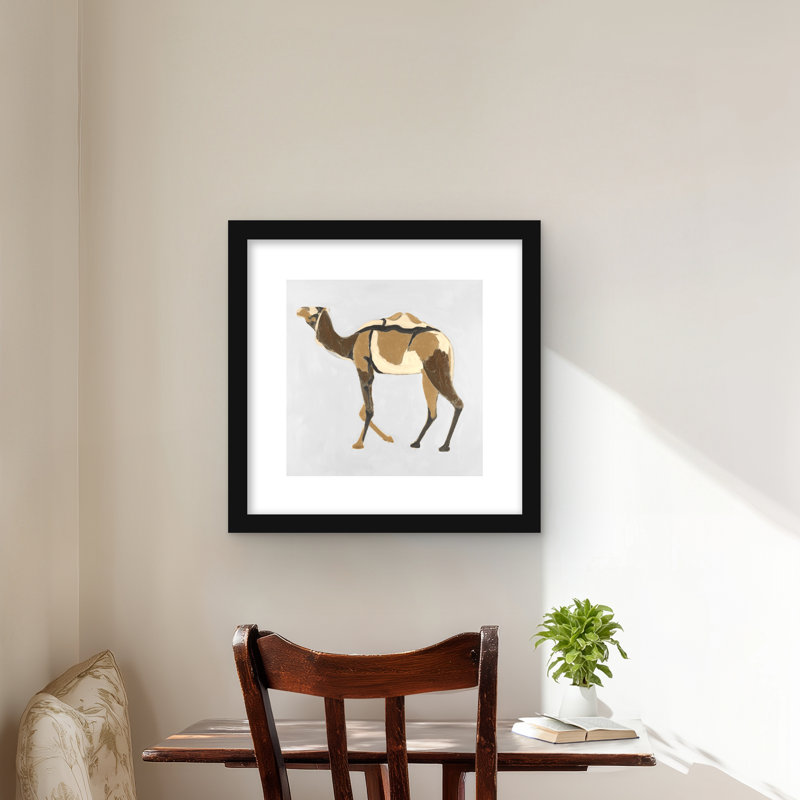 Retro dromadaire - Reproduction encadrée d'animaux bruns pour la décoration intérieure