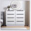 Commode en bois blanc avec 8 tiroirs spacieux, parfaite pour le rangement dans la chambre à coucher et le salon, avec rangement de grande capacité de 47,2 po de largeur