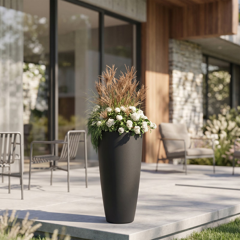 Grand pot à fleurs 28 po Solace - Noir, 28in, Noir, 1