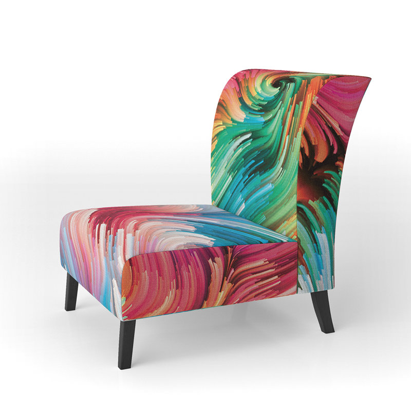 Brechta Vibrant Curve Design II - Velvet Upholstered Modern Slipper Chair, Green/Pink/Blue
