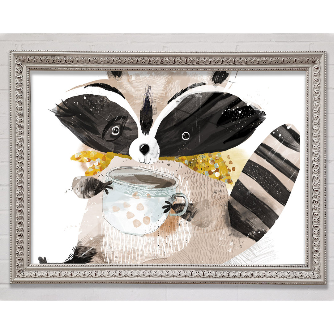 Gerahmtes Wandbild Racoon Cup Of Tea