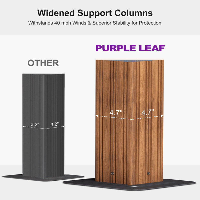 PURPLE LEAF 14' X 16' Outdoor Hardtop Gazebo For Patio Galvanized Steel Double Roof Permanent Canopy Teak Finish Coated Aluminum Frame Pavilion Gazebo With Netting