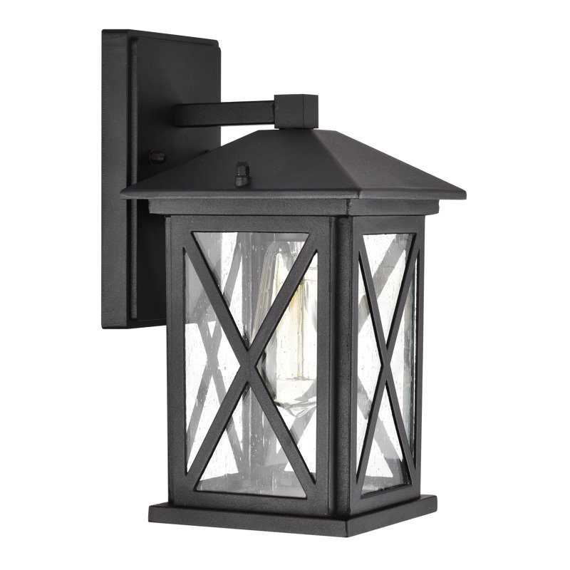 Applique murale d’extérieur 1 ampoule 11,5 po Dorsett, Noir texturé