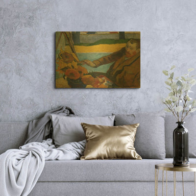 'Vincent Van Gogh Painting Sunflowers' By Paul Gauguin Gold Metal Wall Art, 16" x 12"