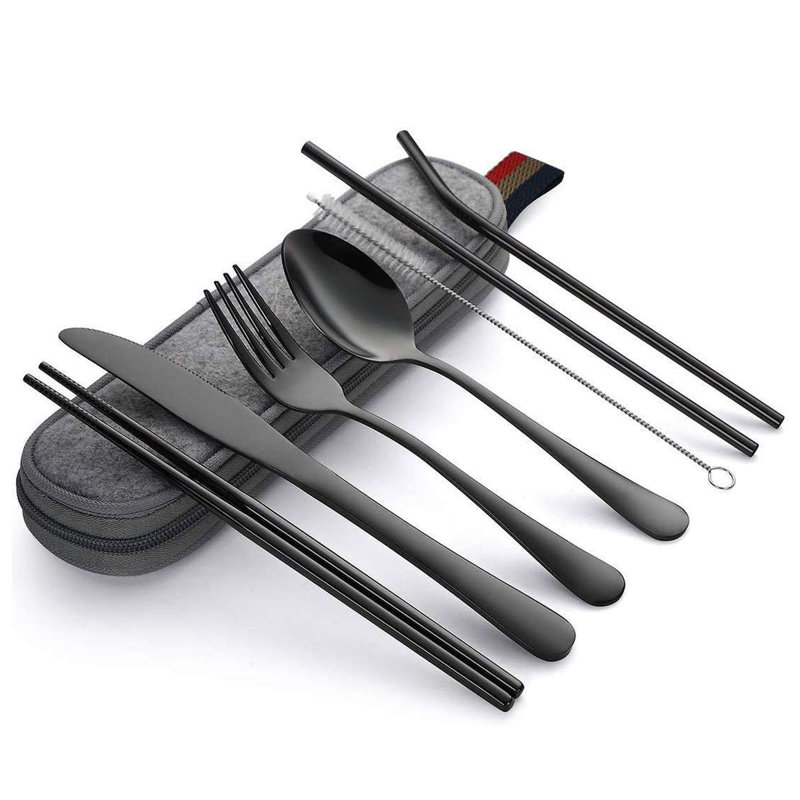 Wrought Studio™ Stainless Steel Flatware Set, Black