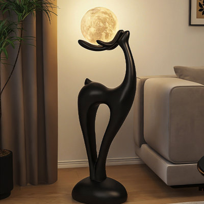 37.4" H Creative Deer-Shaped Floor Lamp Ornament, Cartoon Style Ambient Decor for Living Room Sofa Side, Entryway & TV Stand, Premium Housewarming Gift