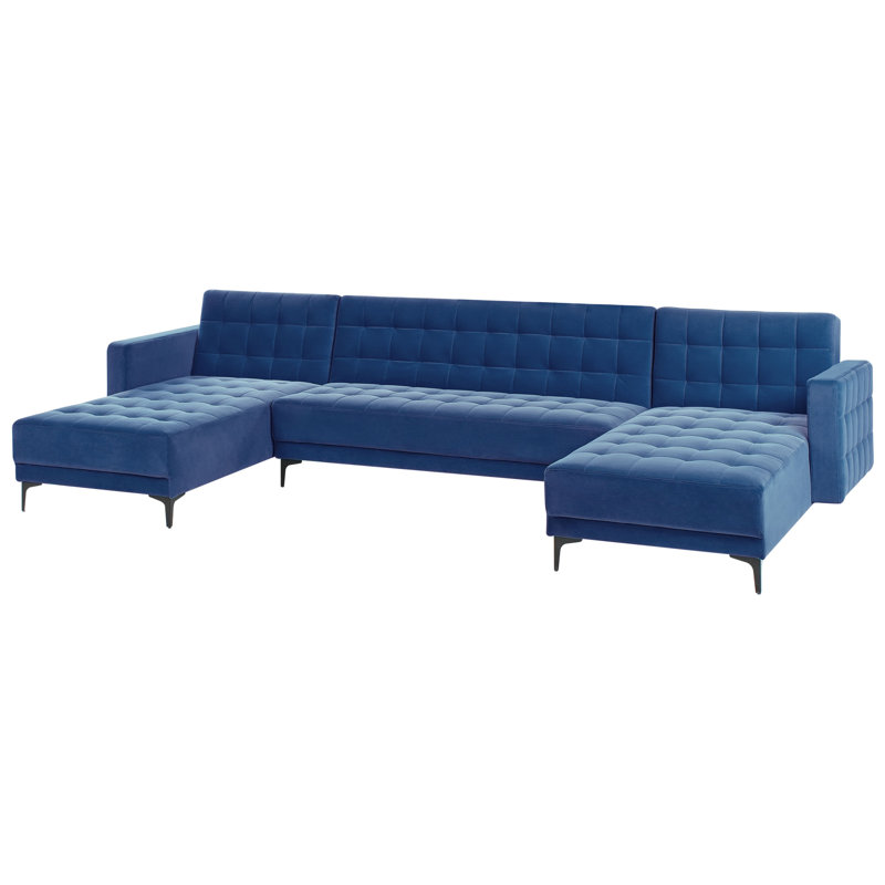 Aliyha 5 Seater Velvet Sofa Bed, Blue
