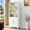 Grande vitrine moderne en métal avec 4 tablettes de rangement réglables et 2 portes